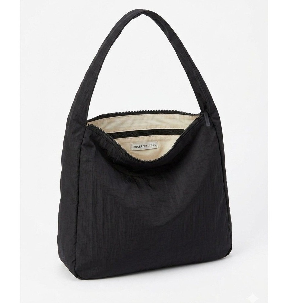 Sincerely Jules Casual Nylon Slouchy Shoulder Bag with Cream Lining